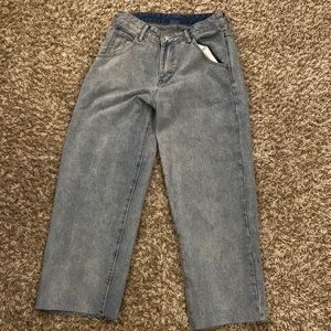 Baggy Light Blue Denim Jeans Cropped